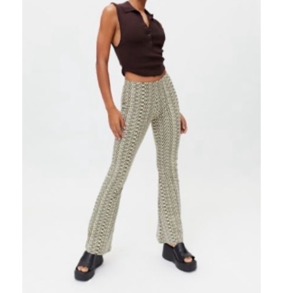 Urban Outfitters iets frans Monogrammed Flare Pants Large - Picture 1 of 5